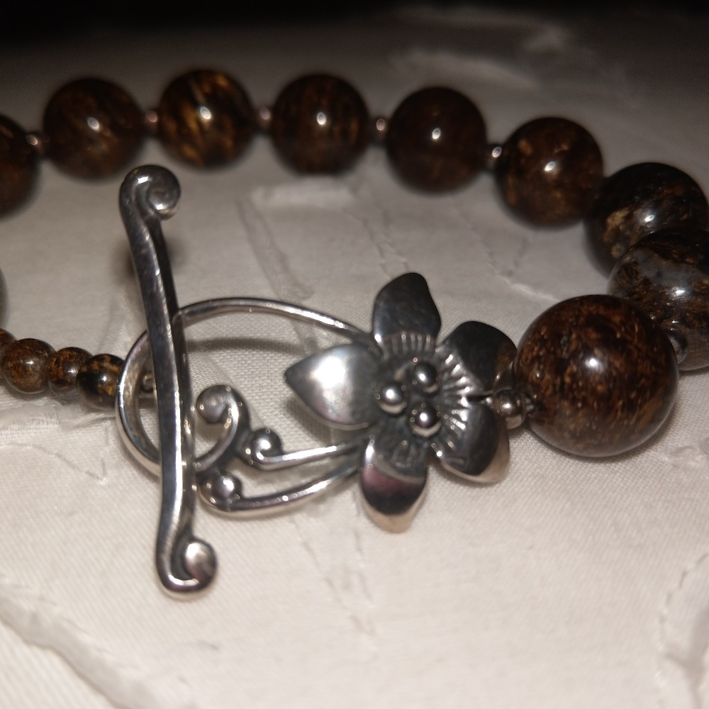 Silpada bracelet sterling silver and Bronzite